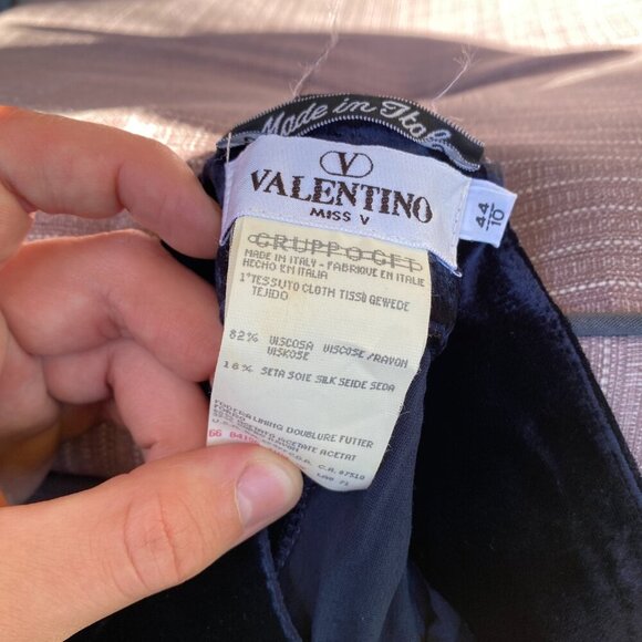 Vintage 90s Valentino Miss V Velour Silk Velvet Designer Pants Size 10 - Picture 11 of 12
